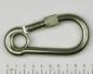 Preview: Edelstahl Karabiner, 10x100mm, Sicherung und Kausche, V4A, AISI 316, rostfrei