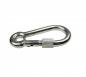 Preview: Edelstahl Karabiner, 8x80mm, Sicherung und Kausche, V4A, AISI 316, rostfrei