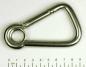 Preview: Edelstahl Karabiner, asymmetrisch mit Kausche, 10x100mm, V4A / AISI 316, rostfrei