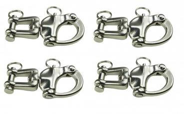 4x Patenthaken Marathon Sicherheits Schnellverschluss 7cm, Hundeschlitten, V4A
