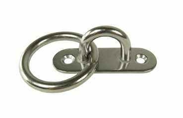Edelstahl Augplatte / Wandhaken, schmal mit Ring, D5 -  45 x 15mm, V2A