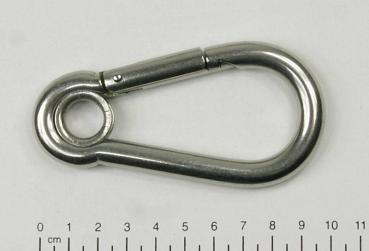 Edelstahl Karabiner, 10x100mm, Kausche, V4A, rostfrei