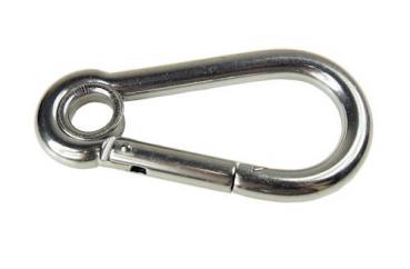 Edelstahl Karabiner, 10x100mm, Kausche, V4A, rostfrei