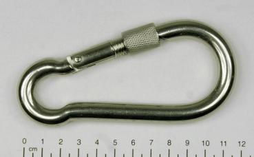 Edelstahl Karabiner, 11x120mm, Sicherung, V4A, AISI 316, rostfrei