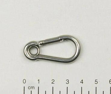 Edelstahl Karabiner, 4x40mm, Kausche, V4A / AISI 316, rostfrei