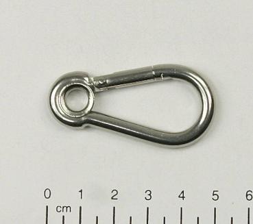 Edelstahl Karabiner, 5x50mm, Kausche, V4A / AISI 316, rostfrei