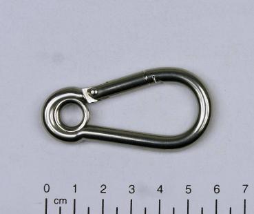 Edelstahl Karabiner, 6x60mm, Kausche, V4A / AISI 316, rostfrei