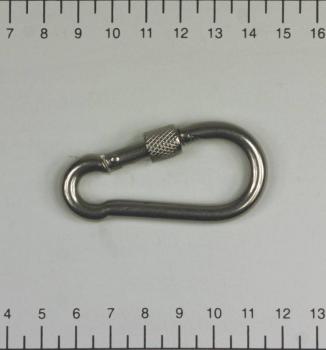 Edelstahl Karabiner, 6x60mm, Sicherung, V4A, AISI 316, rostfrei