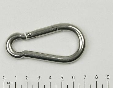 Edelstahl Karabiner, 7x70mm, Kausche, V4A / AISI 316, rostfrei