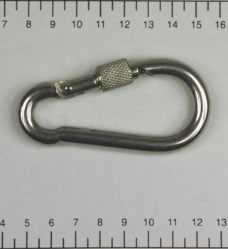 Edelstahl Karabiner, 8x80mm, Sicherung, V4A, AISI 316, rostfrei