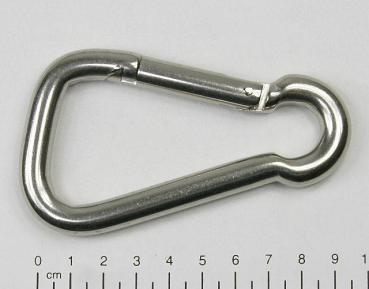 Edelstahl Karabiner, asymmetrisch, 10x100mm, V4A / AISI 316, rostfrei