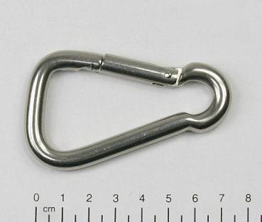 Edelstahl Karabiner, asymmetrisch, 8x80mm, V4A / AISI 316, rostfrei