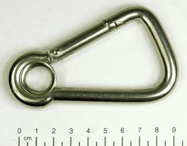 Edelstahl Karabiner, asymmetrisch mit Kausche, 10x100mm, V4A / AISI 316, rostfrei