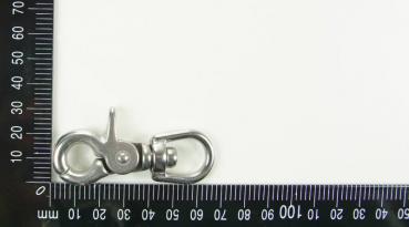 Edelstahl Schnapphaken mit Wirbel, 66mm, Öse 13mm, V4A / AISI 316