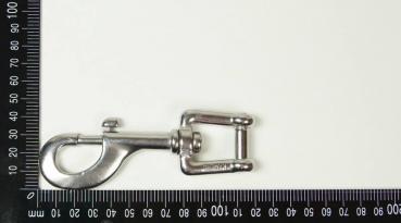 KAMERO Edelstahl Wirbelkarabiner mit Federzug und Schraubbolzen, 120mm, V4A, AISI 316, rostfrei