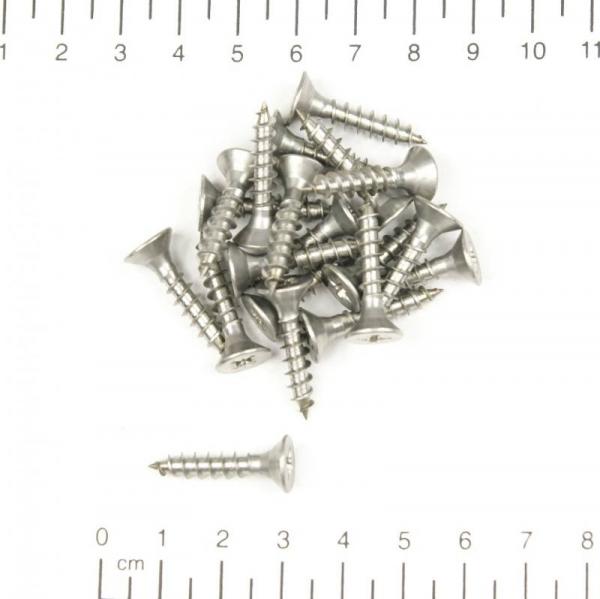 20x Edelstahl Holzschraube, Senkkopf, Kreuzschlitz, 5x25mm, V4A