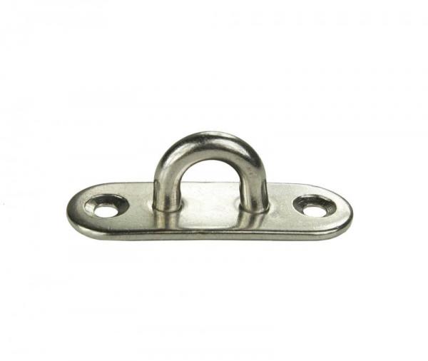 Edelstahl Augplatte, schmal, kleiner Bügel, D6, 60 x 20mm, V4A