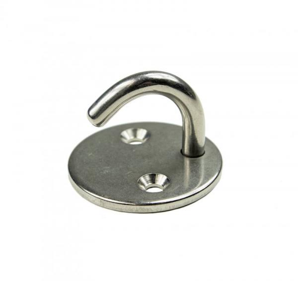 Edelstahl Deckenhaken / Wandhaken mit Haken, rund - D6, D=40 mm, V4A