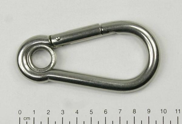 Edelstahl Karabiner, 10x100mm, Kausche, V4A, rostfrei