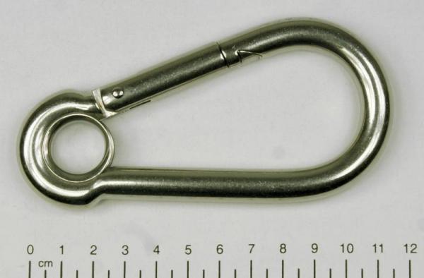 Edelstahl Karabiner, 11x120mm, Kausche, V4A, rostfrei