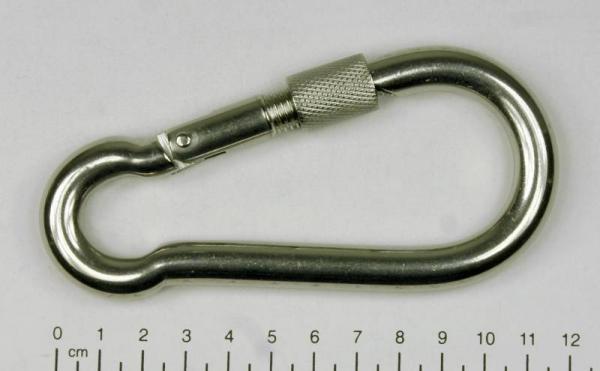Edelstahl Karabiner, 11x120mm, Sicherung, V4A, AISI 316, rostfrei