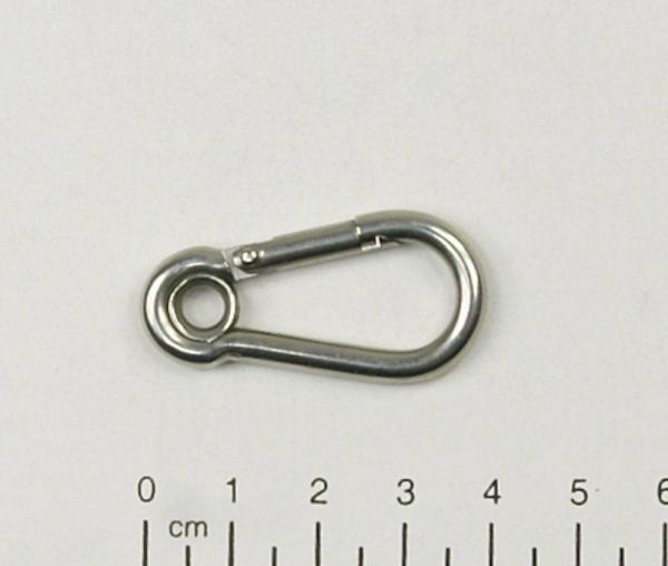 Edelstahl Karabiner, 4x40mm, Kausche, V4A / AISI 316, rostfrei