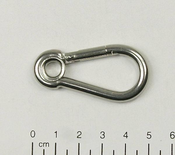 Edelstahl Karabiner, 5x50mm, Kausche, V4A / AISI 316, rostfrei