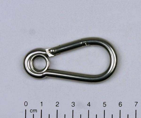 Edelstahl Karabiner, 6x60mm, Kausche, V4A / AISI 316, rostfrei