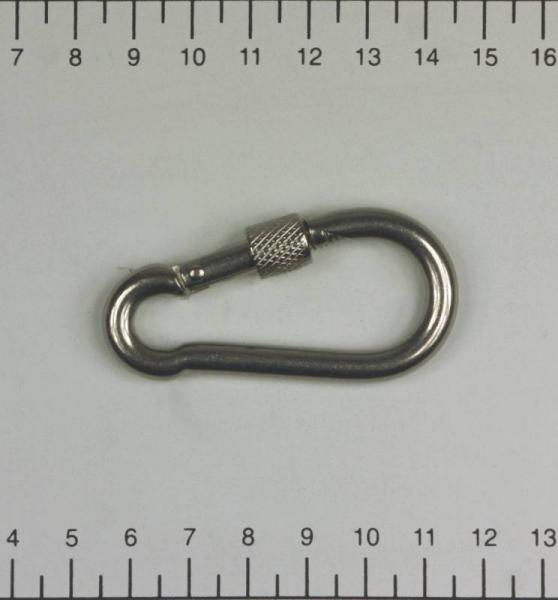 Edelstahl Karabiner, 6x60mm, Sicherung, V4A, AISI 316, rostfrei