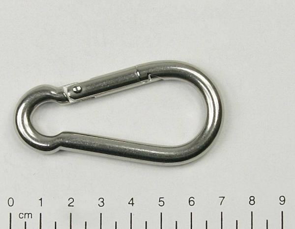Edelstahl Karabiner, 7x70mm, Kausche, V4A / AISI 316, rostfrei