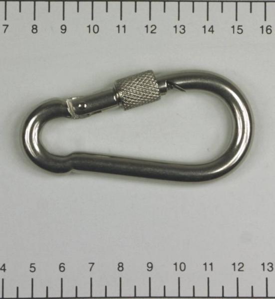 Edelstahl Karabiner, 8x80mm, Sicherung, V4A, AISI 316, rostfrei