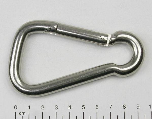 Edelstahl Karabiner, asymmetrisch, 10x100mm, V4A / AISI 316, rostfrei