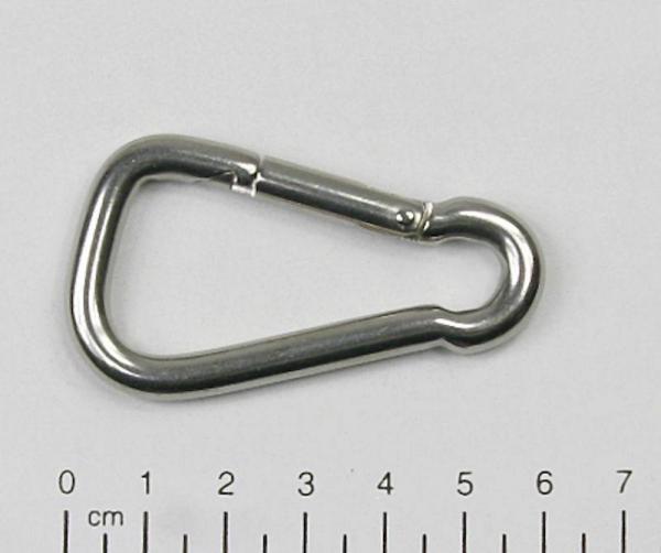 Edelstahl Karabiner, asymmetrisch, 6x60mm, V4A / AISI 316, rostfrei