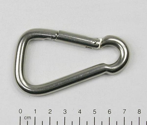 Edelstahl Karabiner, asymmetrisch, 8x80mm, V4A / AISI 316, rostfrei