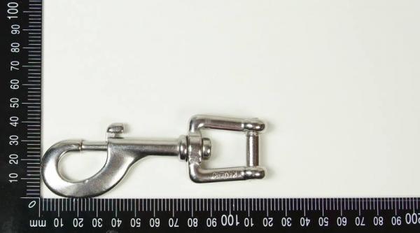KAMERO Edelstahl Wirbelkarabiner mit Federzug und Schraubbolzen, 120mm, V4A, AISI 316, rostfrei