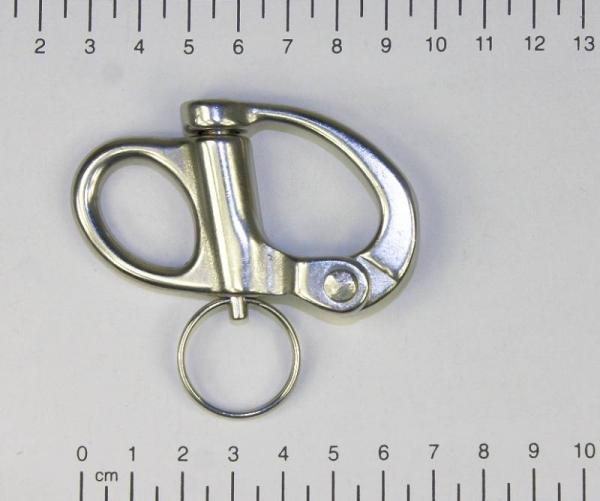 Panikahken, Schnappschäkel, Fallschäkel mit festem Auge, 66mm, Edelstahl, V4A