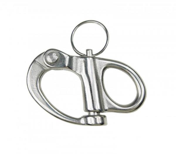 Panikahken, Schnappschäkel, Fallschäkel mit festem Auge, 66mm, Edelstahl, V4A