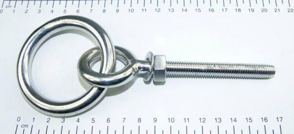Ringschraube mit Ring, metrisches Gewinde, M10 x 130mm, Edelstahl V4A