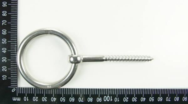 Ringschraube mit Ring, Holzgewinde, M8 x 80mm, Edelstahl V4A