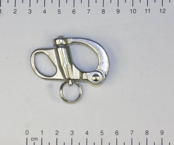 Schnappschäkel, Fallschäkel mit festem Auge, 52mm, Edelstahl, V4A