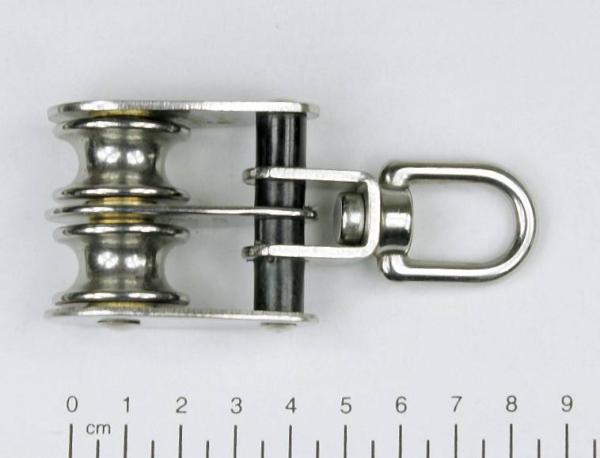 Umlenkrolle, Doppelblock/Seilblock, 2 Rollen 25mm, Länge ca. 88mm, Edelstahl, V2A, rostfrei