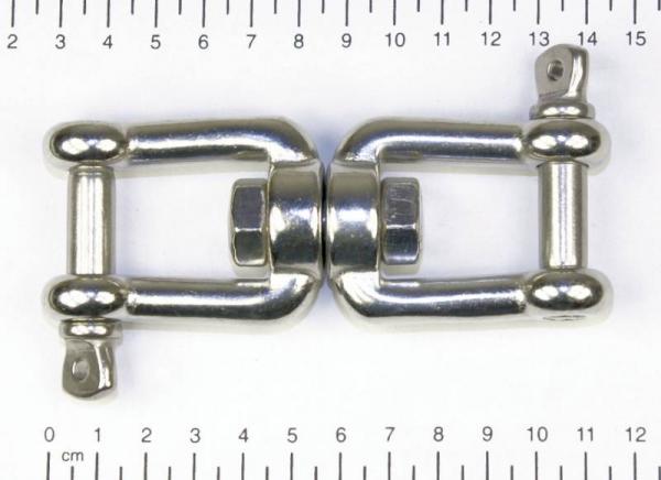 Wirbelschäkel Gabel u. Gabel m. Bolzen, M10, Edelstahl V4A