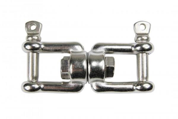 Wirbelschäkel Gabel u. Gabel m. Bolzen, M10, Edelstahl V4A