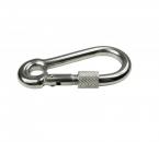 Edelstahl Karabiner, 11x120mm, Sicherung und Kausche, V4A, AISI 316, rostfrei